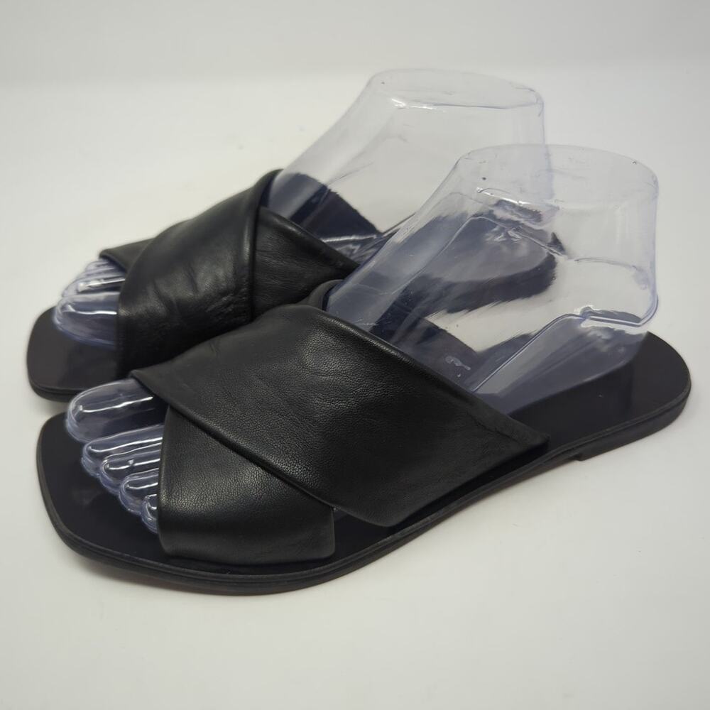 Everlane The Day Crossover Black Leather Sandals Womens Size 7